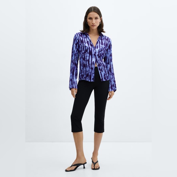 Mango blue printed shirted shirt NWT - Picture 3 of 4